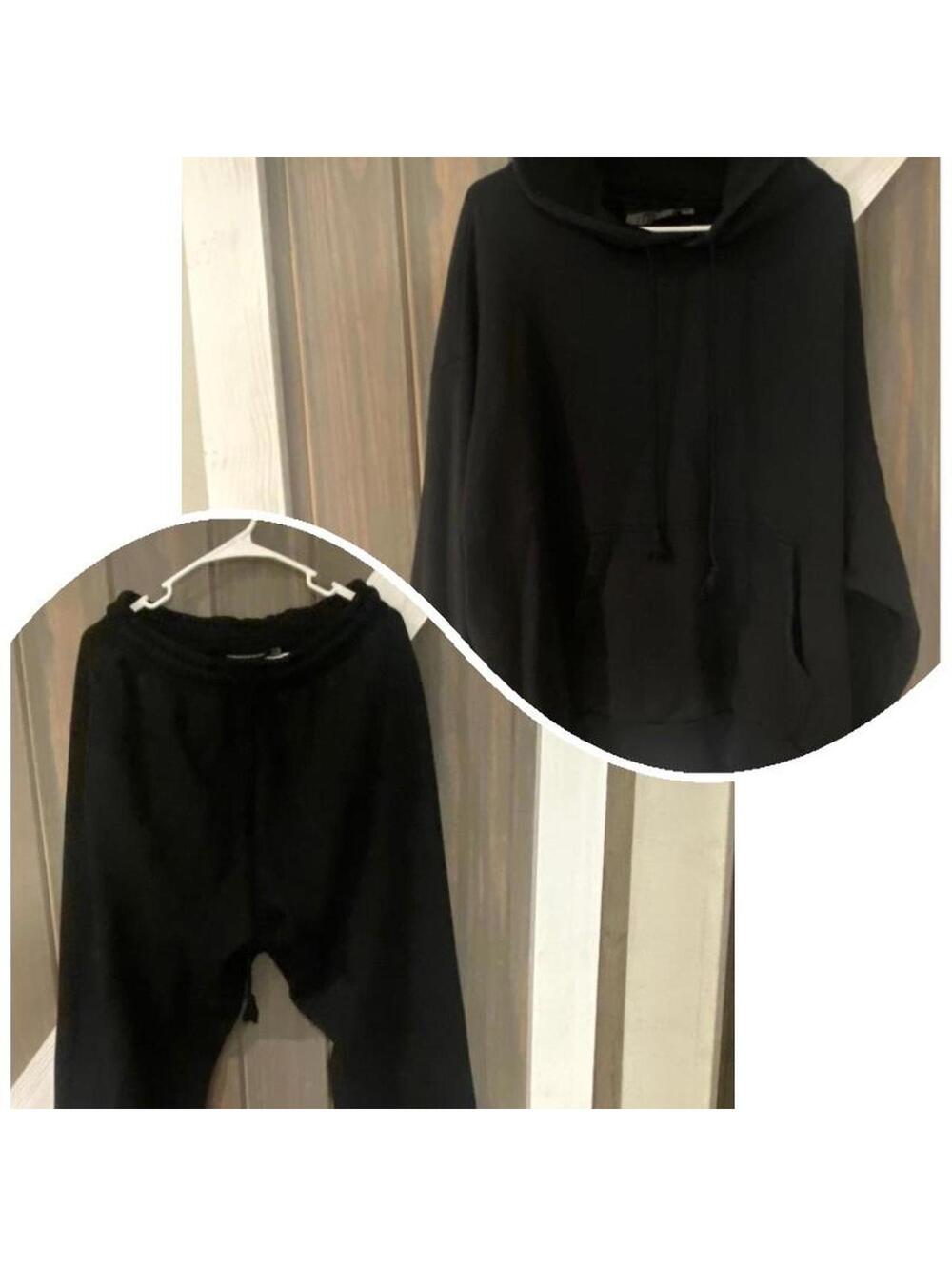 HellStar Men’s Oversized Blank Hoodie and Pants Set - Large